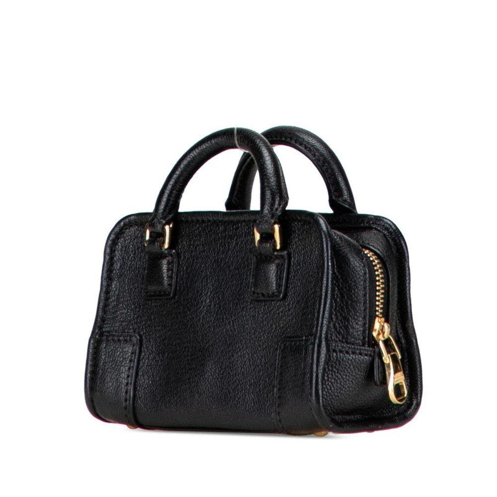 Loewe Leather Shoulder Amazona Black Anagram 2way Bag Black